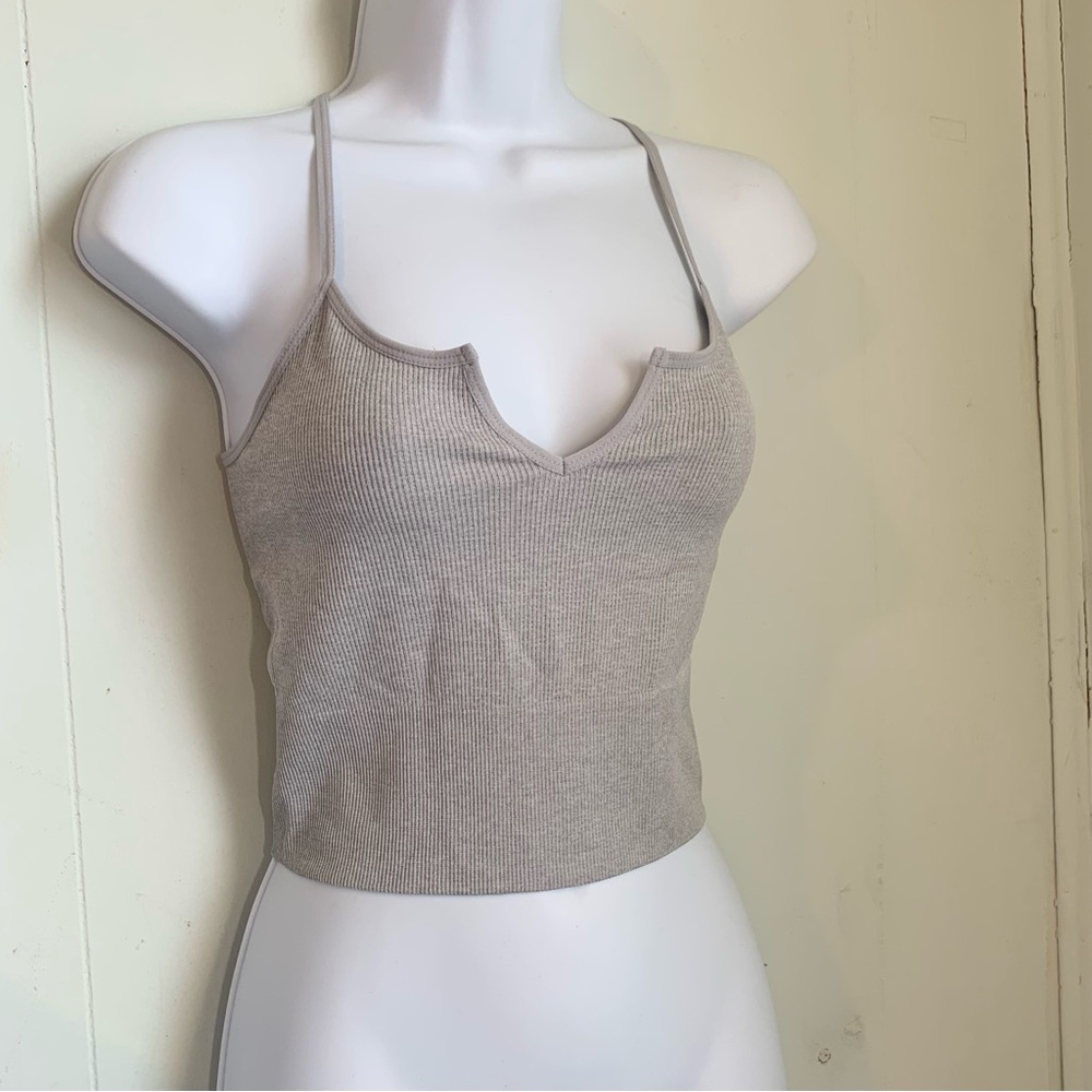 Forever 21 heather grey ribbed knit women's racerback